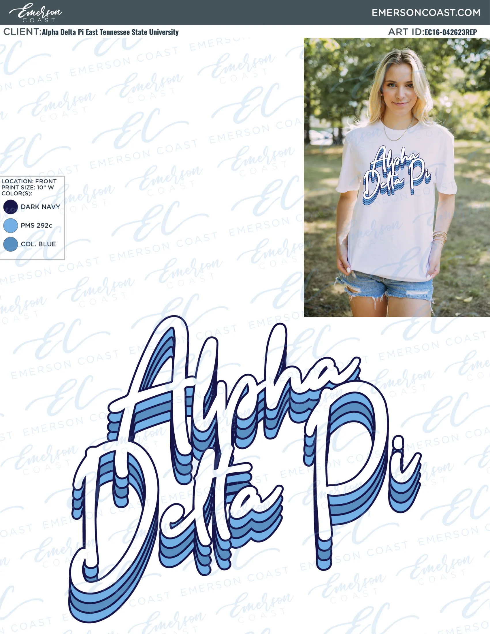 Alpha Delta Pi 3D Script Recruitment Tee
