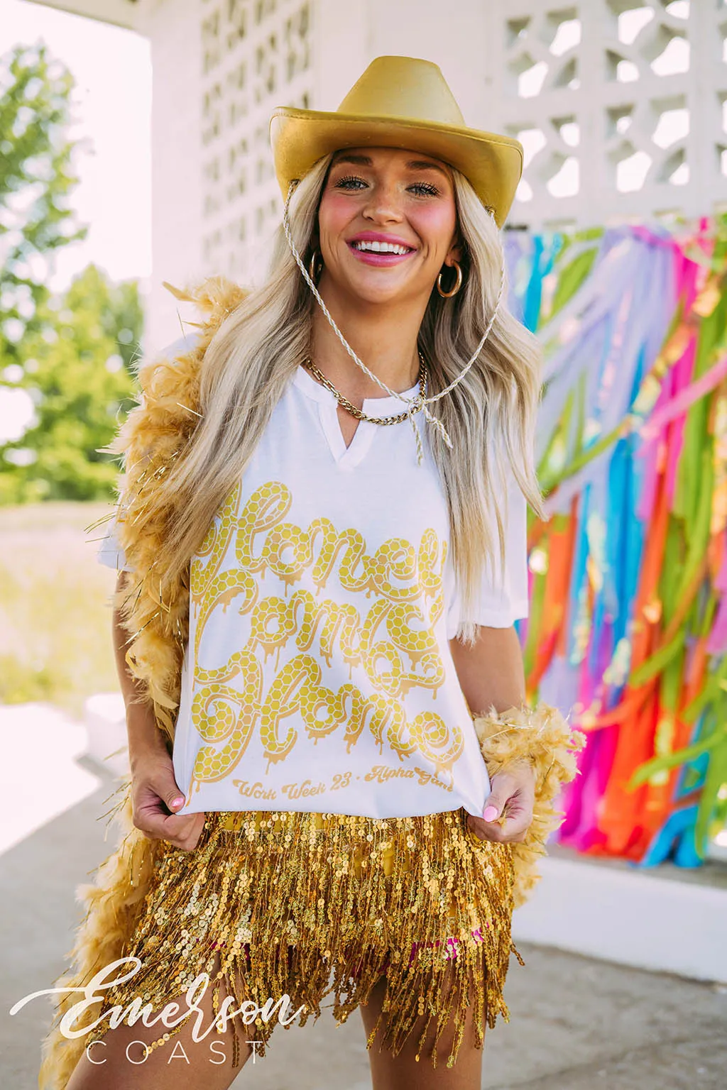 Alpha Gam Honey Comb Home Notch Tee