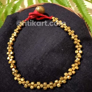 Ancient Dhokra Anklet with Multiple Golden Brass Beads