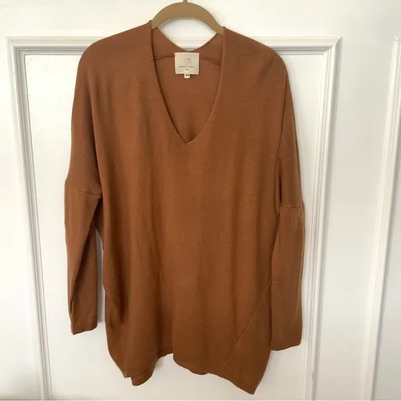 Angora Blend Pullover V-Neck Long Sleeve Drop Shoulder Sweater NWT