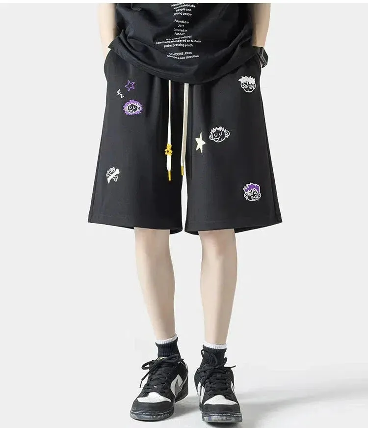 Animated Print Drawstring Shorts