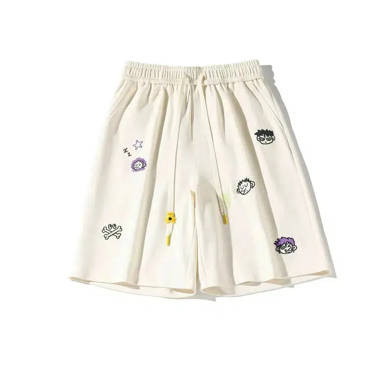 Animated Print Drawstring Shorts