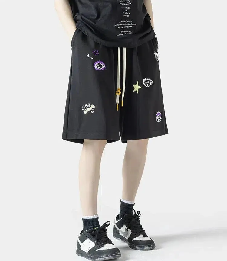 Animated Print Drawstring Shorts