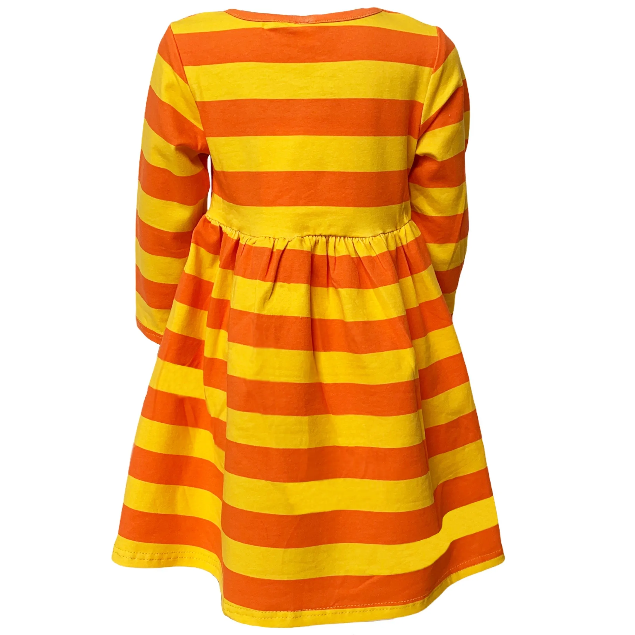 AnnLoren Girls Boutique Black Cat Orange Striped Halloween Dress