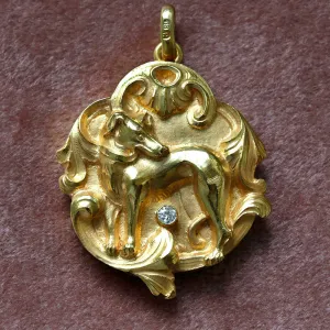 Art Nouveau Dog Locket with Diamond