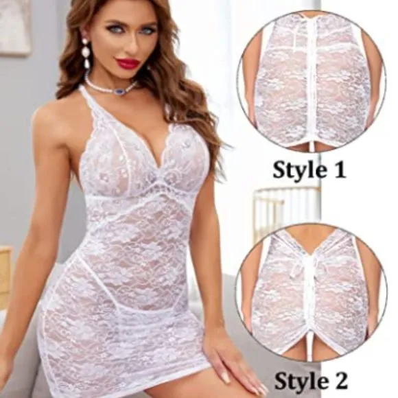 Avidlove Sexy Lingerie Bodysuit for Women Backless Lace Bodycon Deep v Babydoll