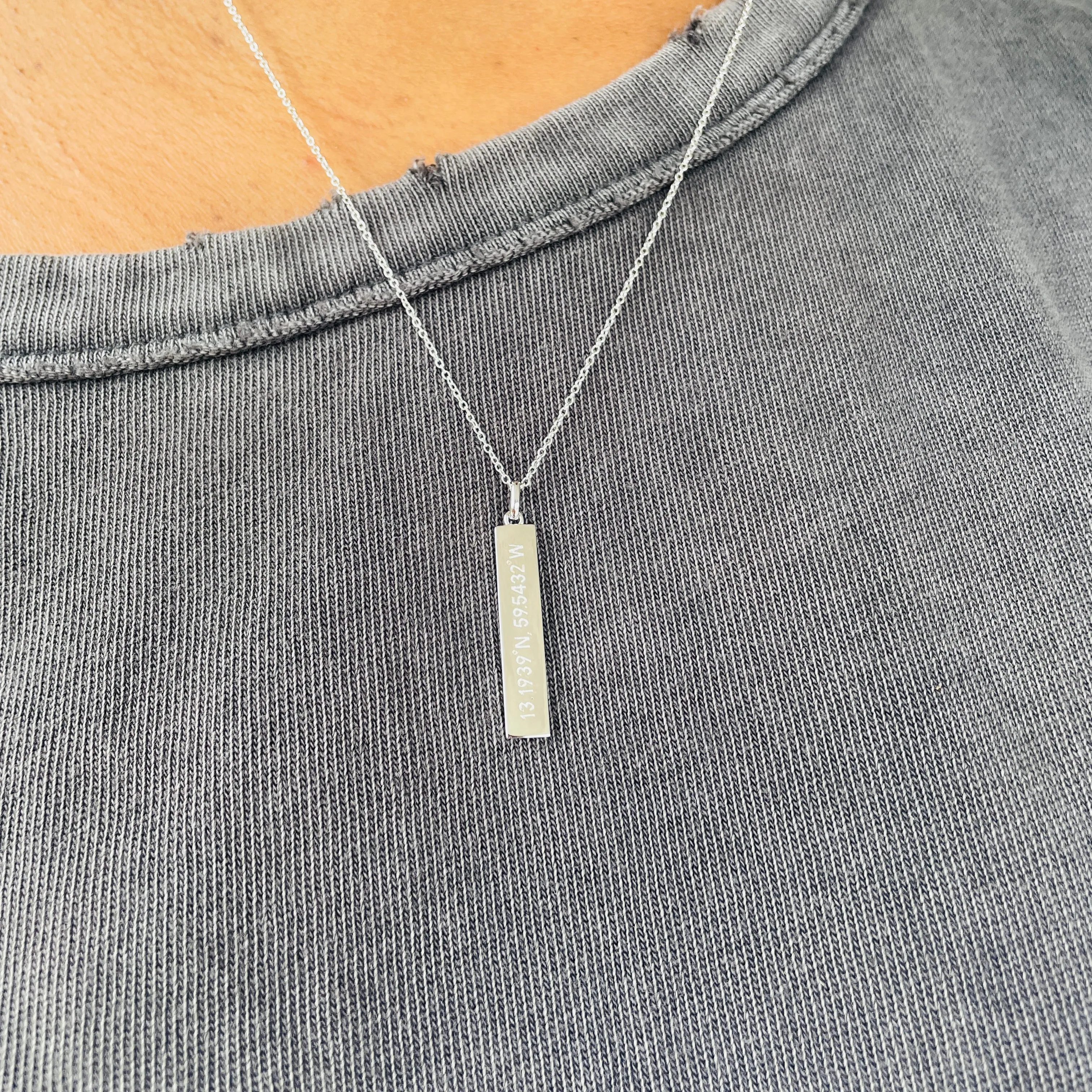 Barbados GPS Bar Necklace