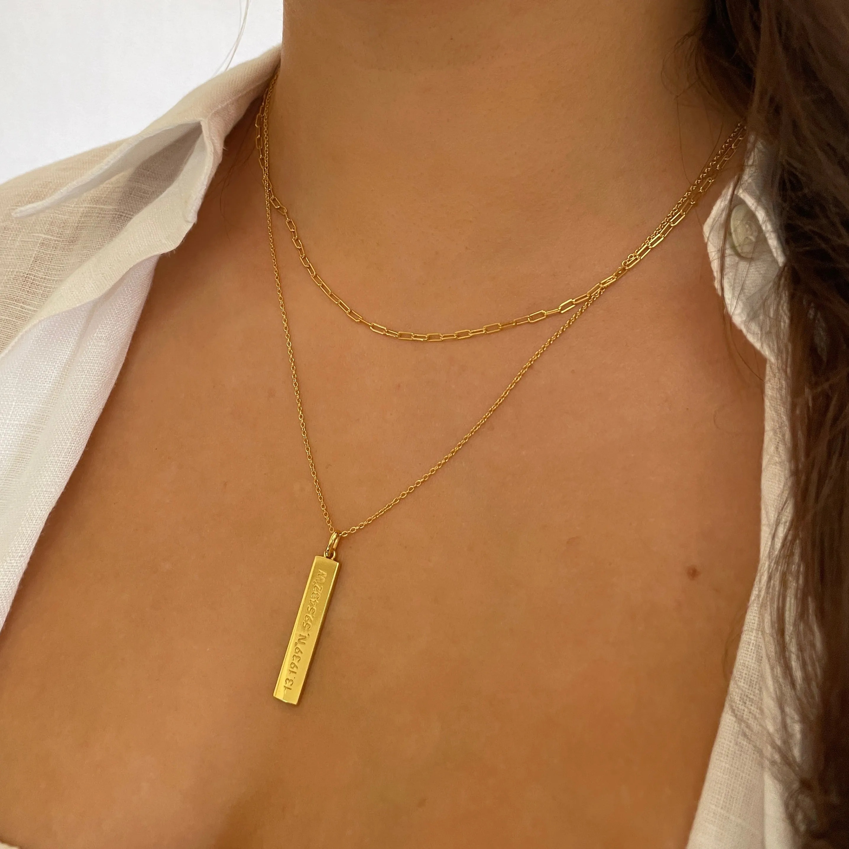 Barbados GPS Bar Necklace
