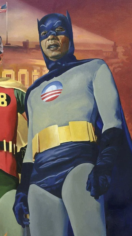 Batmobama and Robiden painting