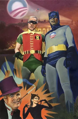 Batmobama and Robiden painting