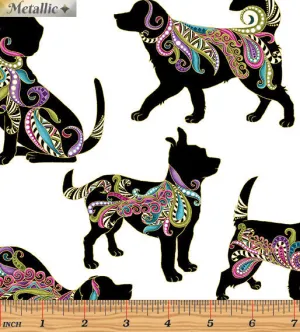 Benartex Dog On It Diggity Large White Multi Cotton Fabric 6254M-09