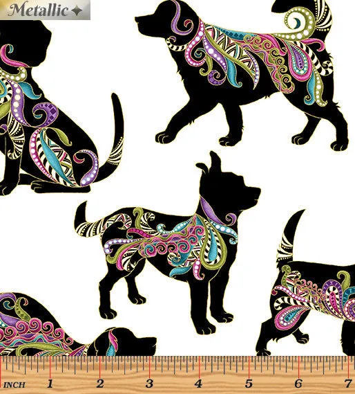Benartex Dog On It Diggity Large White Multi Cotton Fabric 6254M-09