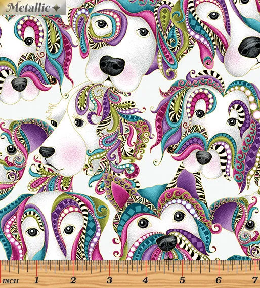 Benartex Dog On It Let Face It Light Grey Multi Cotton Fabric 6253M-13
