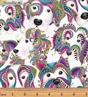 Benartex Dog On It Let Face It Light Grey Multi Cotton Fabric 6253M-13