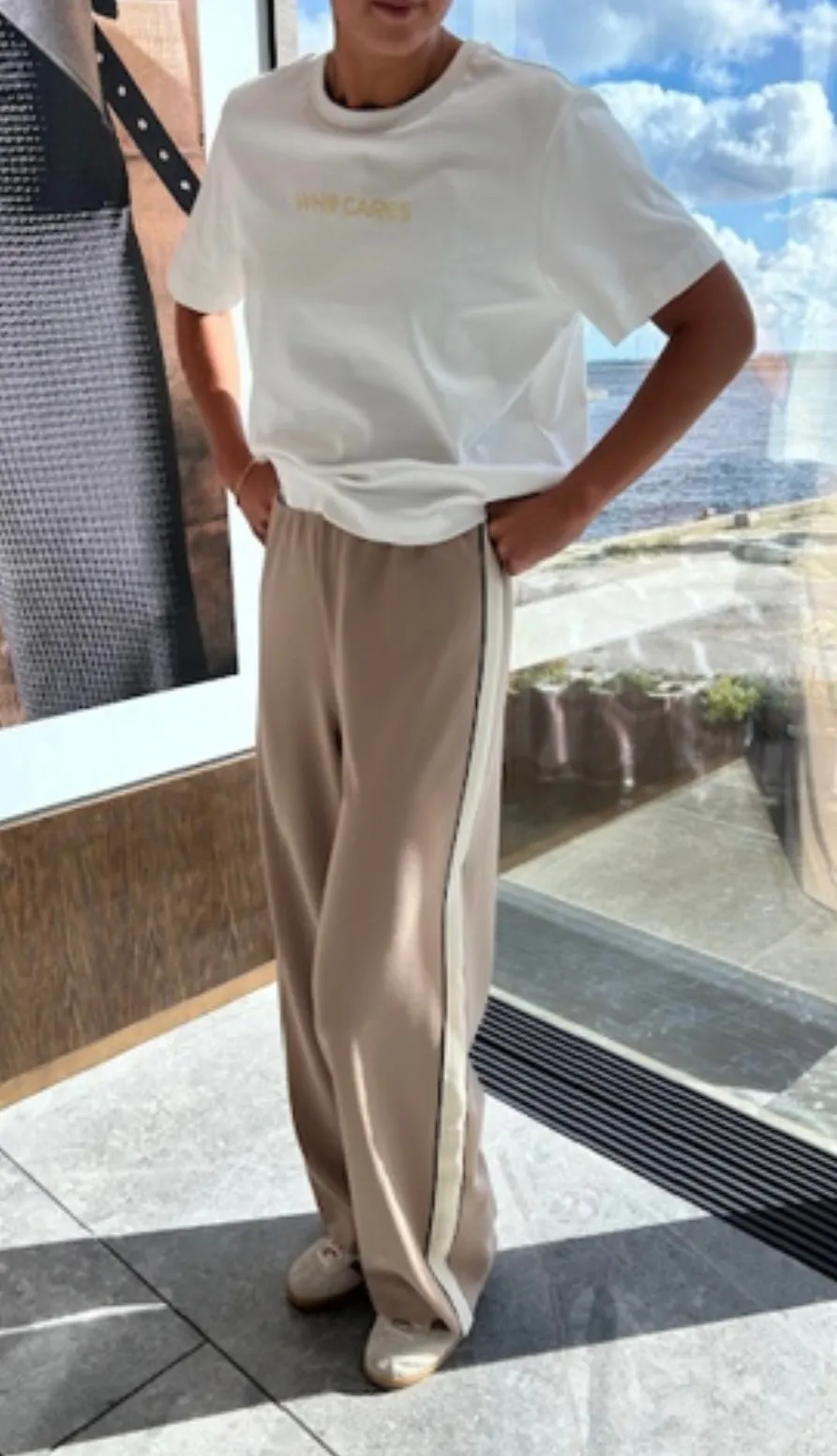 Berlin Mink Panel Wide Leg Trousers