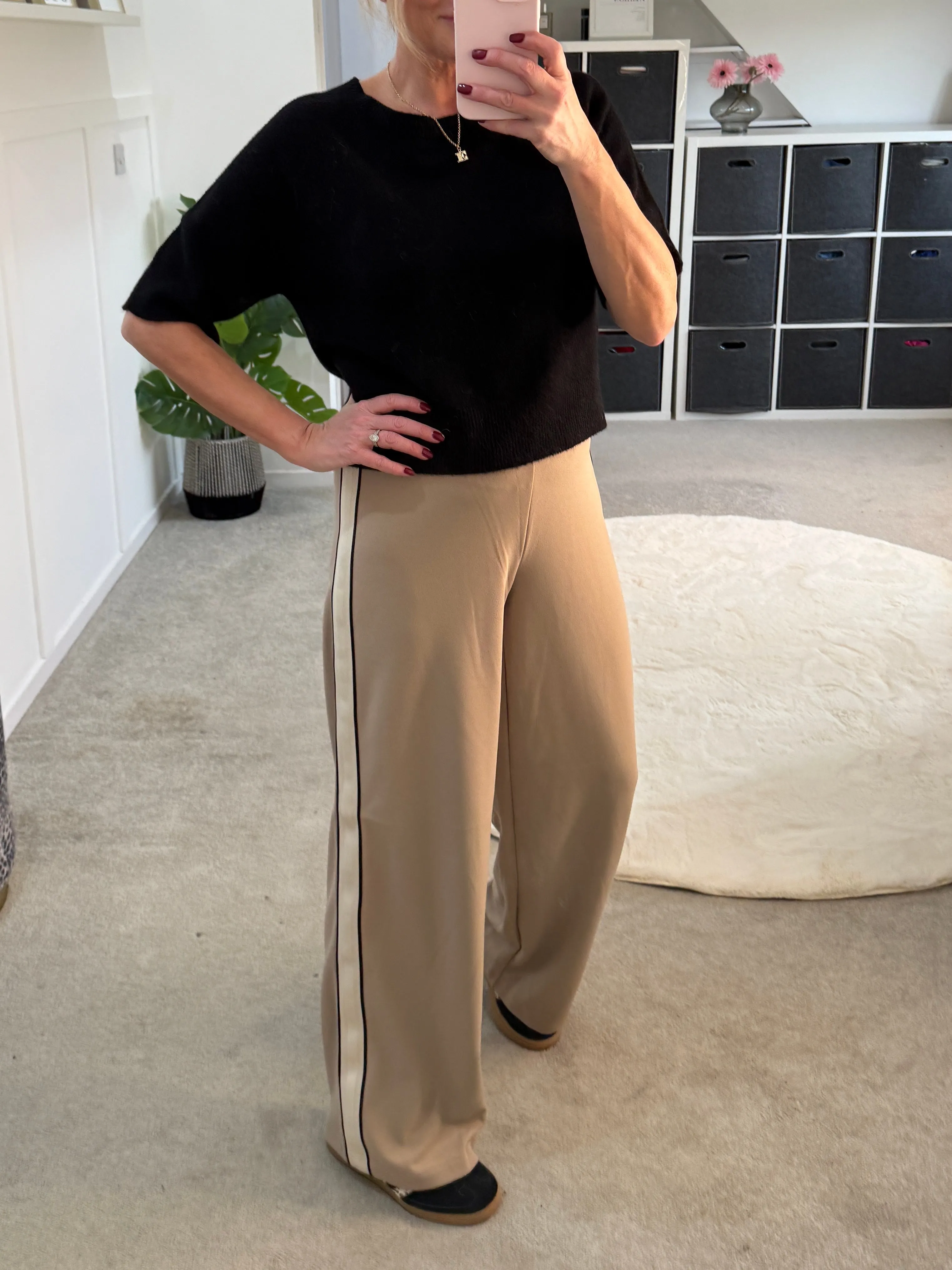 Berlin Mink Panel Wide Leg Trousers
