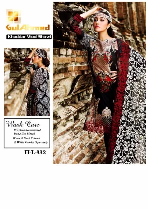 Beutifull winter dress by Gull Ahmad  with woolen shawl Model #W 890