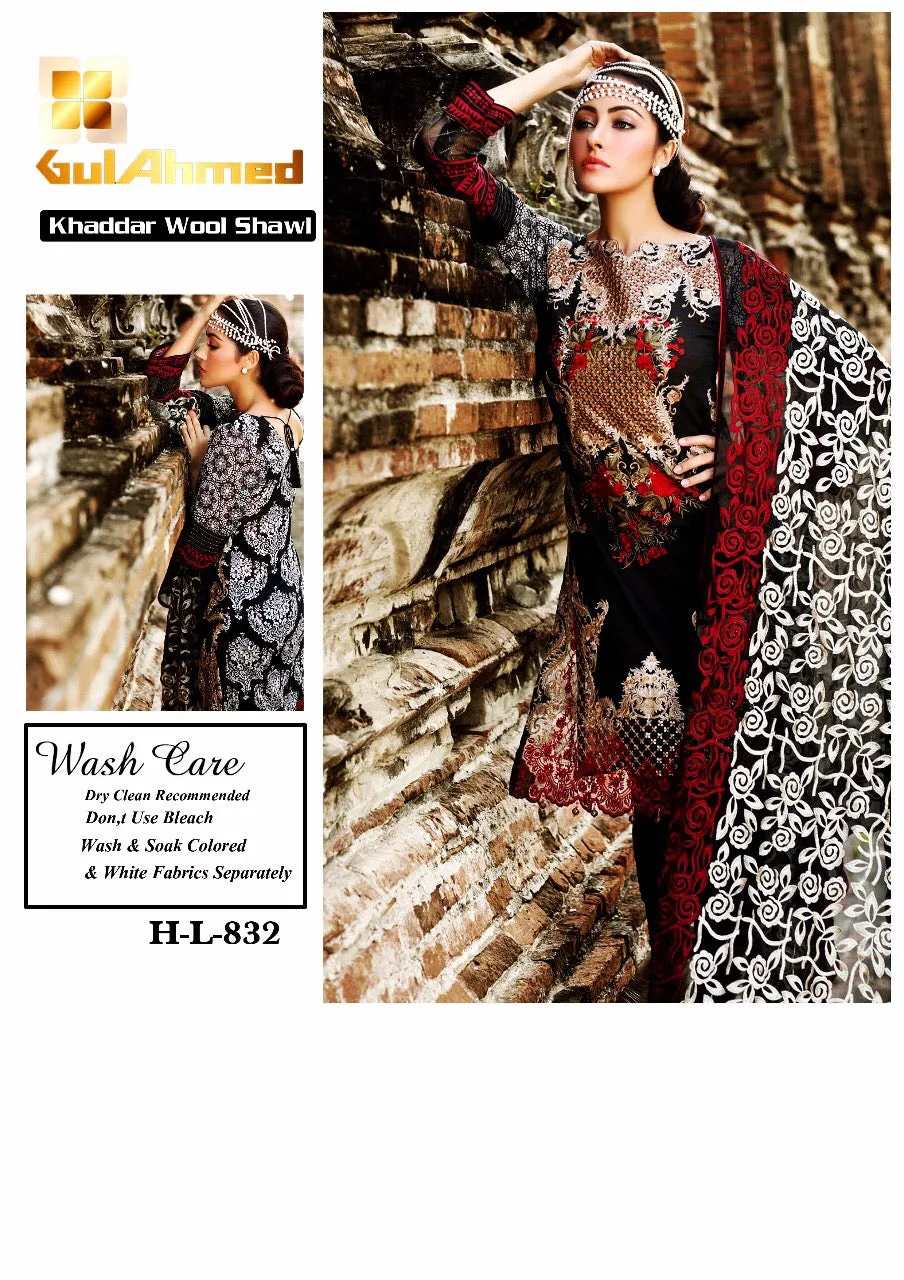 Beutifull winter dress by Gull Ahmad  with woolen shawl Model #W 890