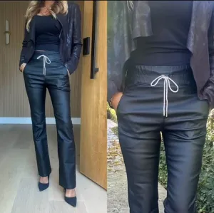 Bevy Flog - Loren Pant in Black vegan w/crystal tie