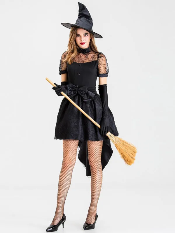 Bewitching Halloween Black Witch Dress | Halloween Outfit | Mesh Black Dress | Cosplay witch costume