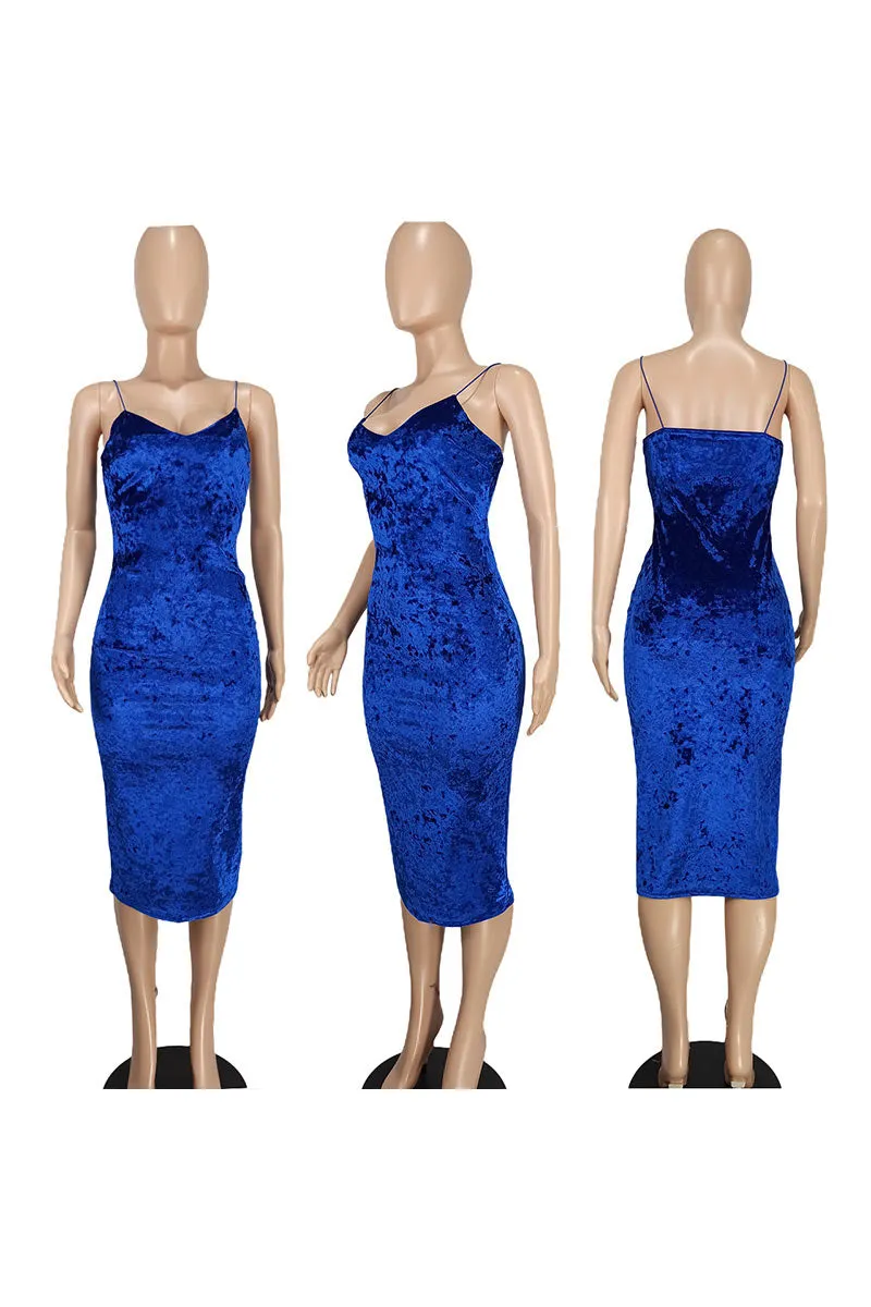 BI0433 Velour Midi Cami Dress