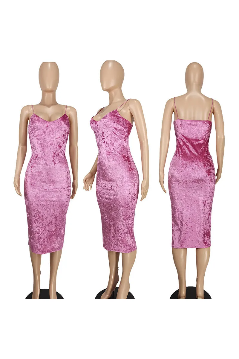 BI0433 Velour Midi Cami Dress