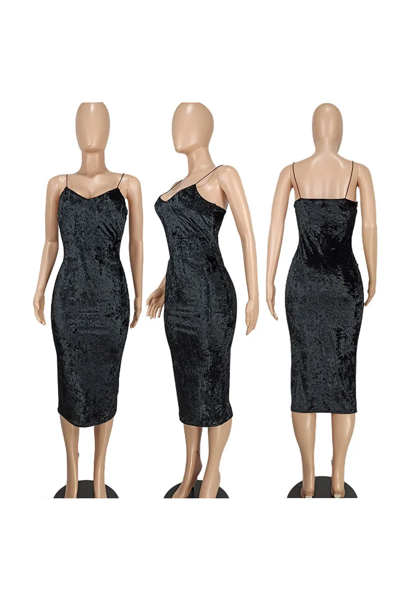 BI0433 Velour Midi Cami Dress