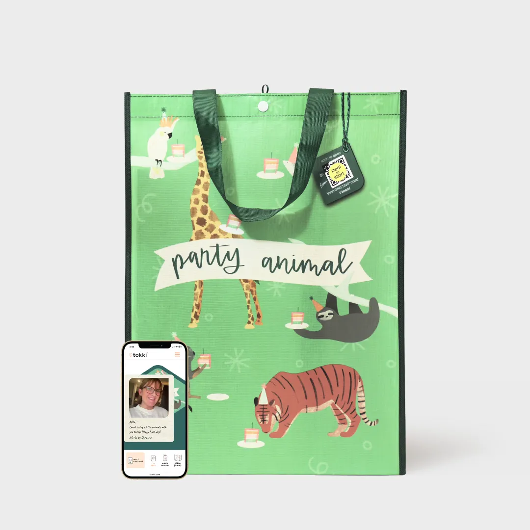 Birthday Bundle | Reusable Gift Bag   QR Greeting Card | 10 Pieces