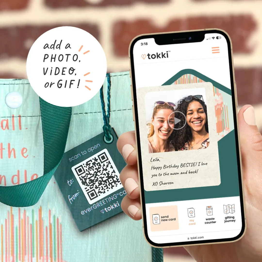 Birthday Bundle | Reusable Gift Bag   QR Greeting Card | 10 Pieces