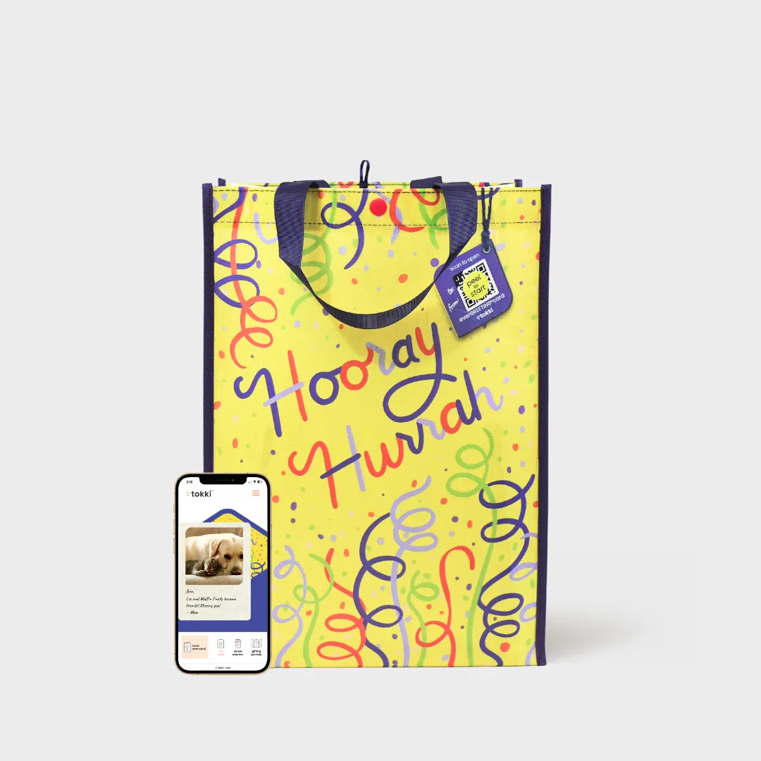 Birthday Bundle | Reusable Gift Bag   QR Greeting Card | 10 Pieces