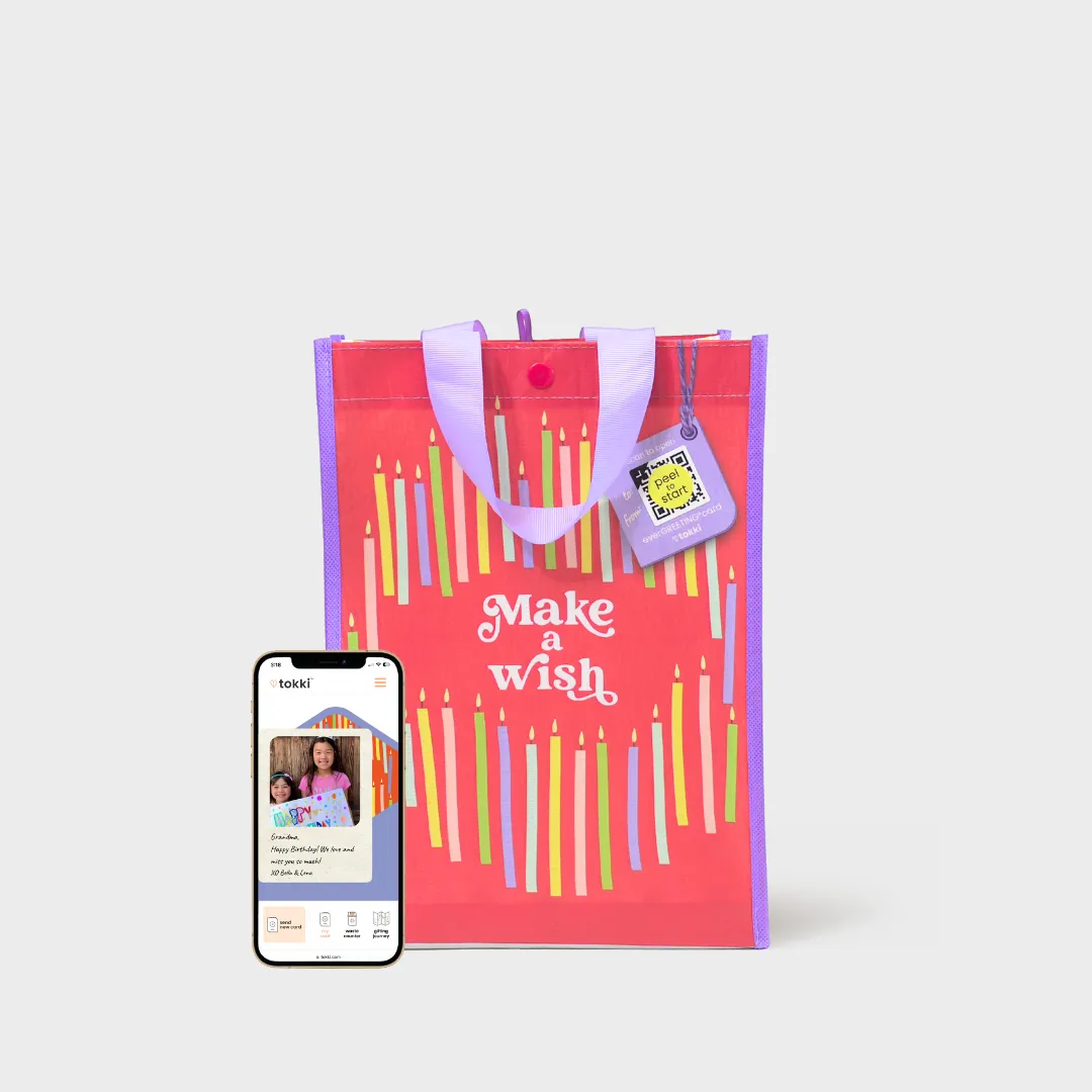 Birthday Bundle | Reusable Gift Bag   QR Greeting Card | 10 Pieces