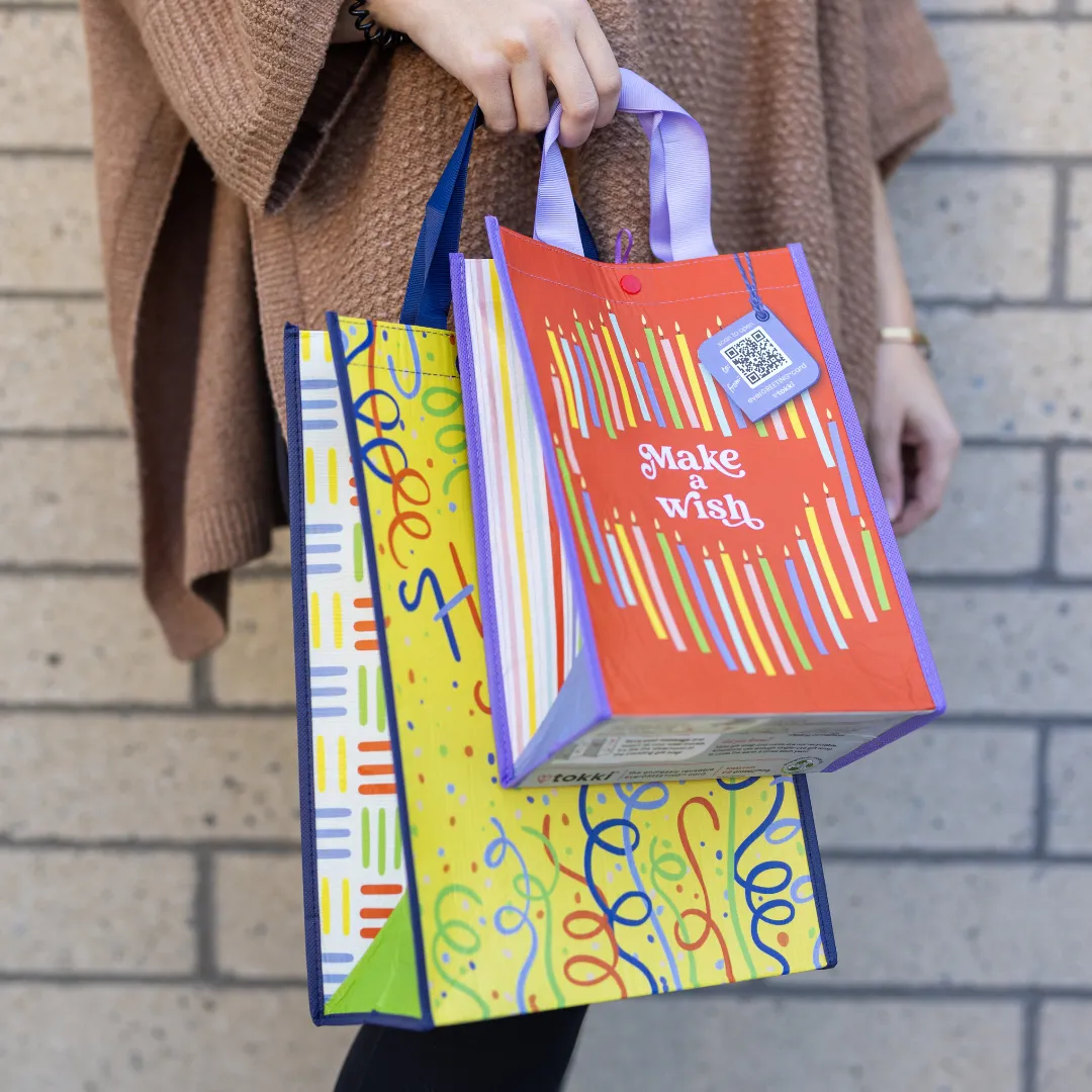 Birthday Bundle | Reusable Gift Bag   QR Greeting Card | 10 Pieces