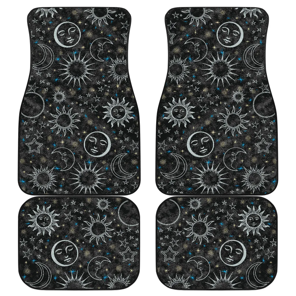 Black & White Celestial Front And Back Car Mats (Set Of 4)
