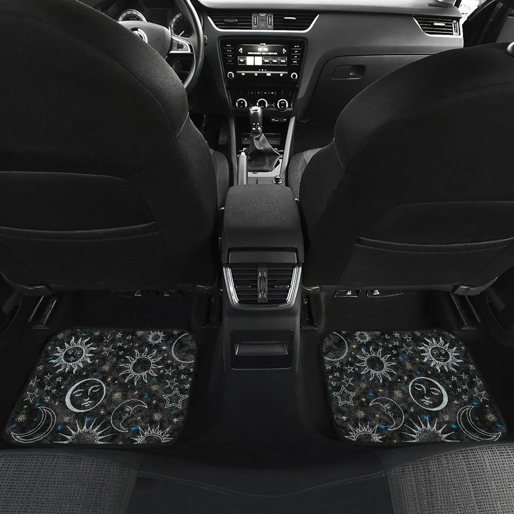 Black & White Celestial Front And Back Car Mats (Set Of 4)