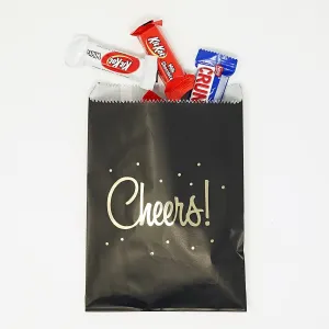 Black and Gold Cheers Party Favor Gift Bags Popcorn Treat Bags- 48 count