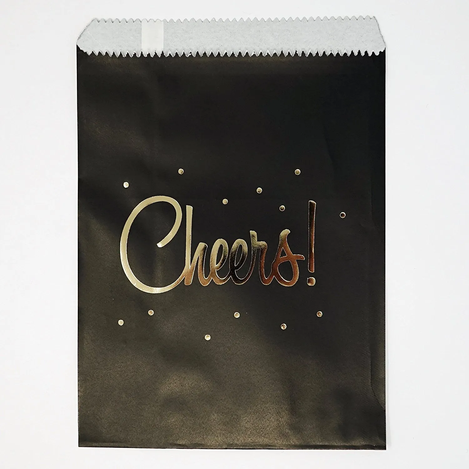 Black and Gold Cheers Party Favor Gift Bags Popcorn Treat Bags- 48 count