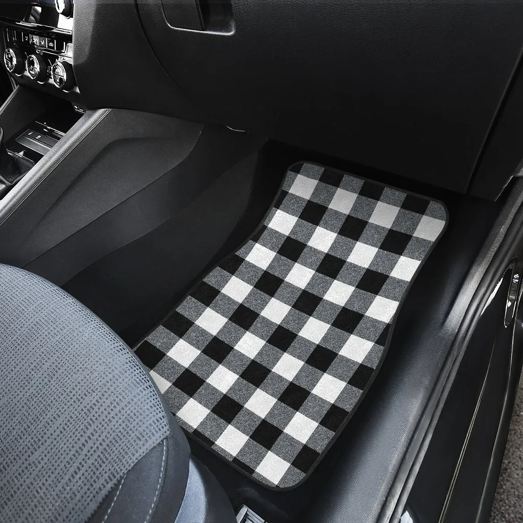 Black and White Buffalo Check Marled Pattern Front Floor Mats