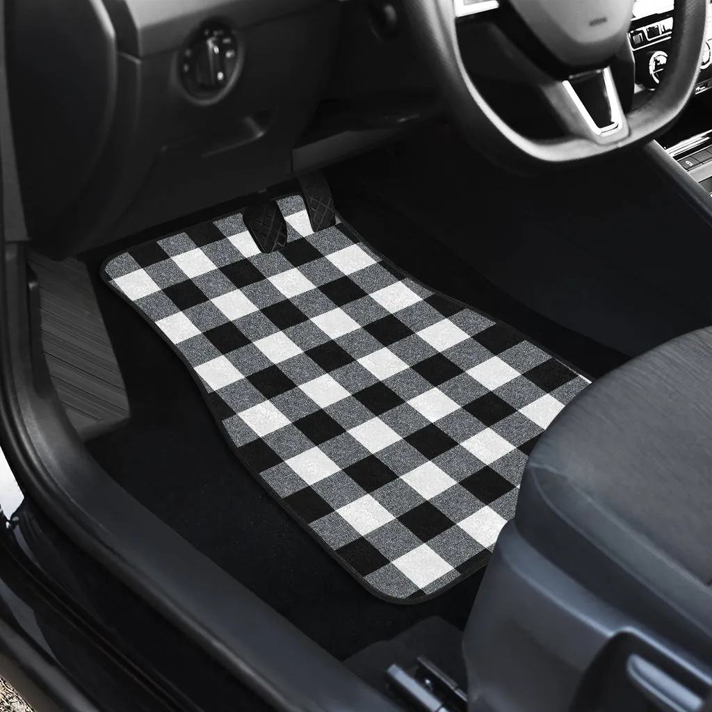 Black and White Buffalo Check Marled Pattern Front Floor Mats