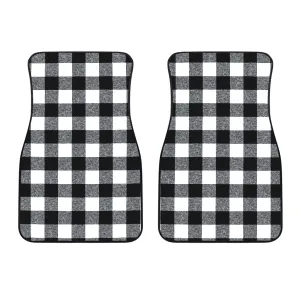 Black and White Buffalo Check Marled Pattern Front Floor Mats
