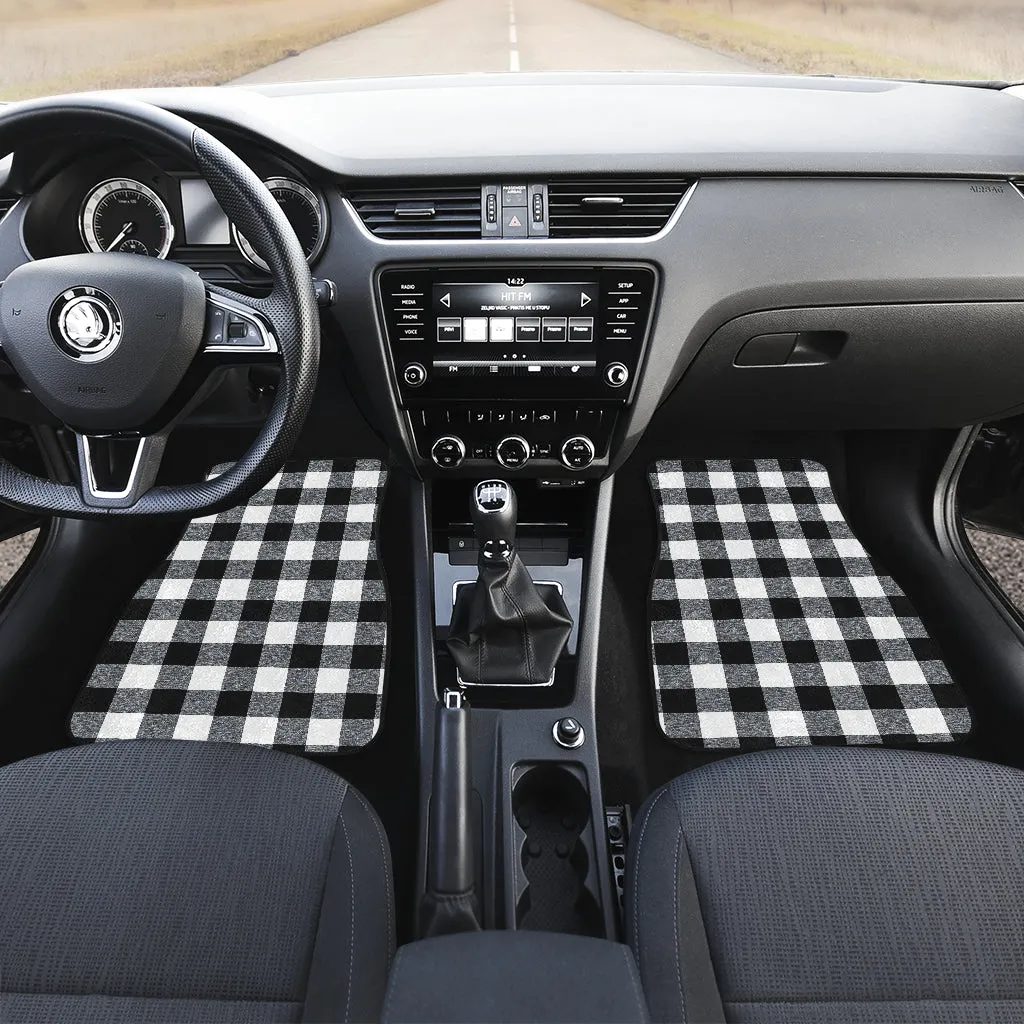 Black and White Buffalo Check Marled Pattern Front Floor Mats