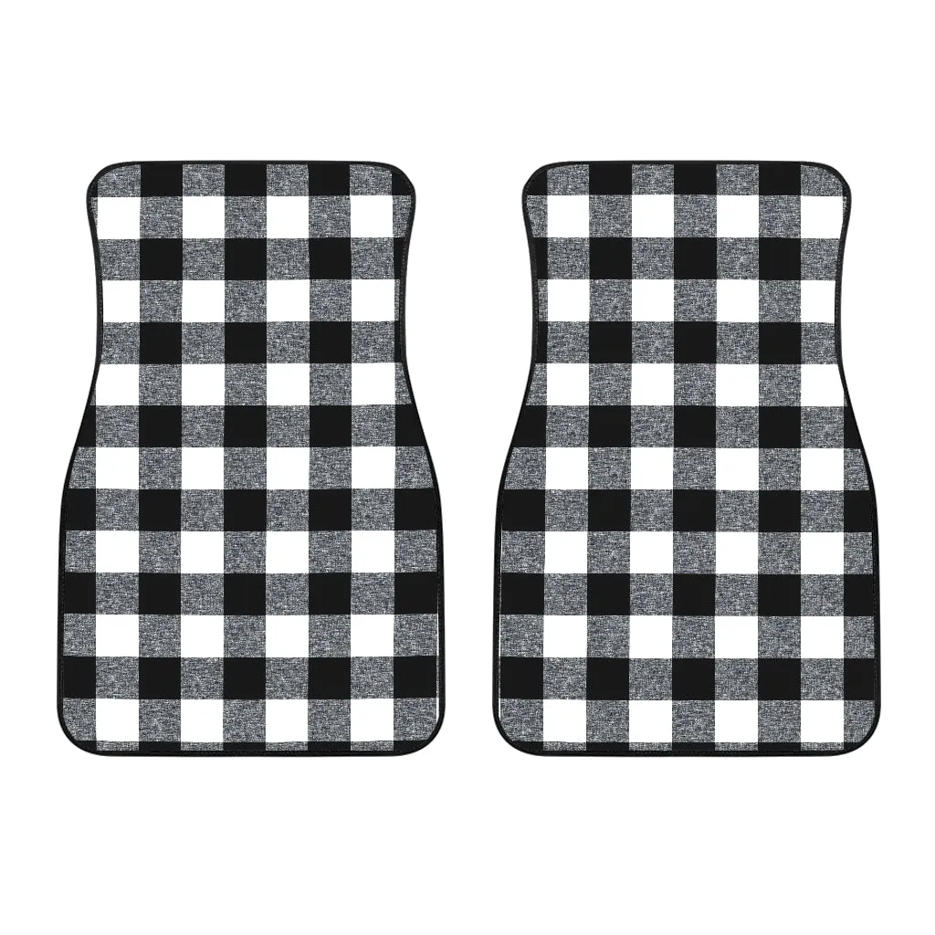 Black and White Buffalo Check Marled Pattern Front Floor Mats