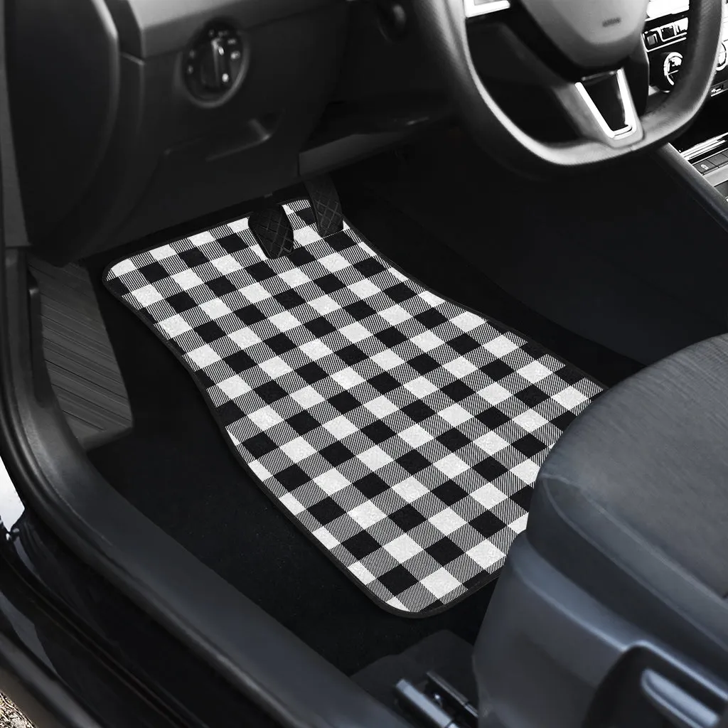 Black and White Buffalo Plaid Front and Back Floor Mats