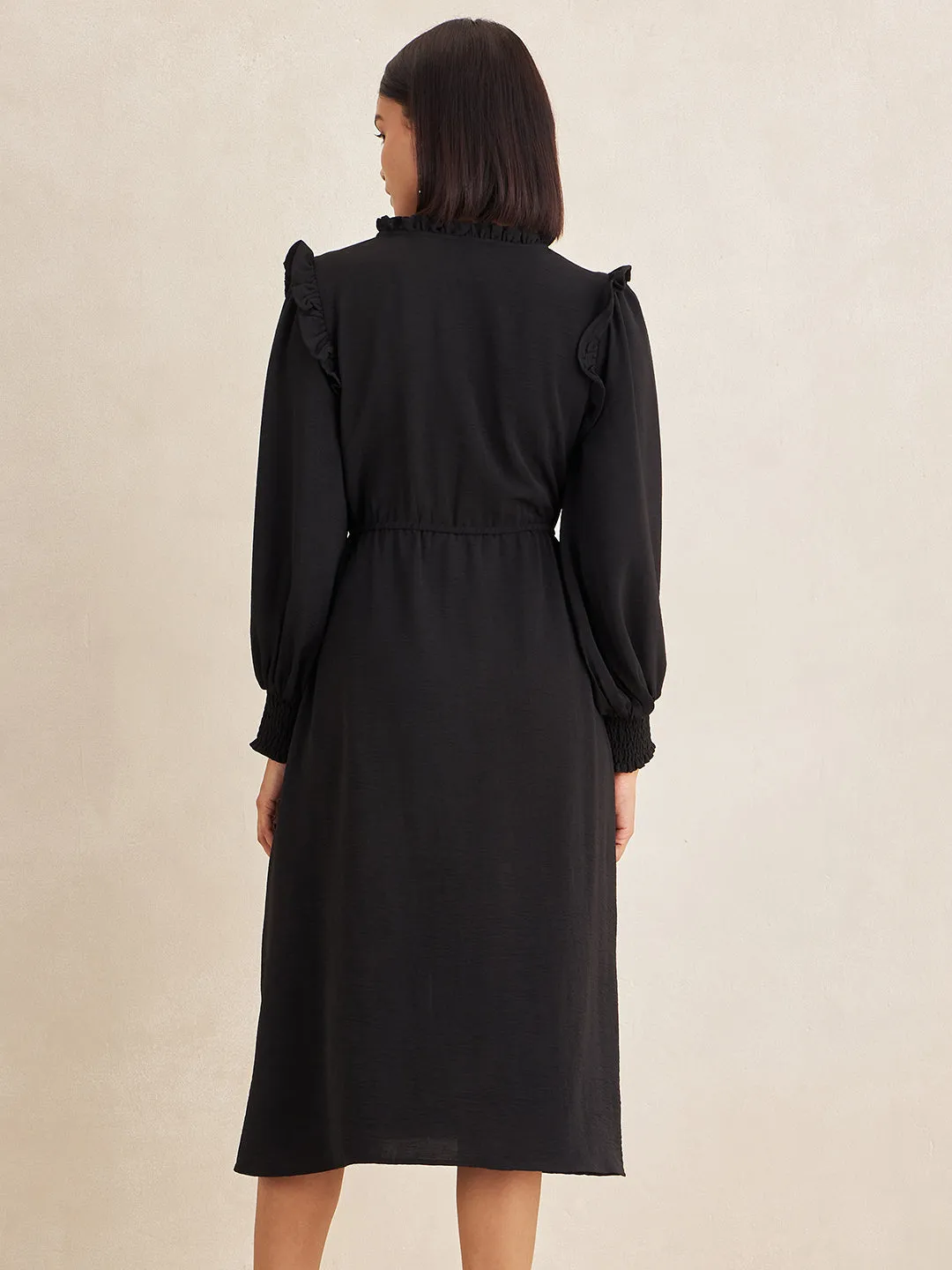 Black Button Down Midi Dress