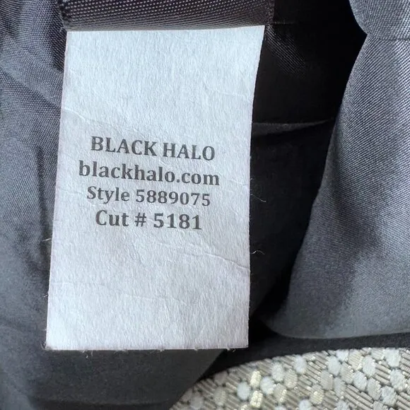 Black Halo Savona Metallic Gold Black Sleeve Mini Dress Size 4