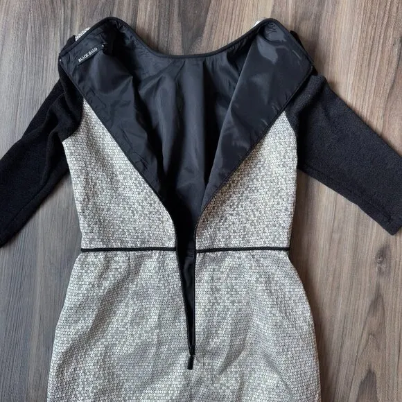 Black Halo Savona Metallic Gold Black Sleeve Mini Dress Size 4