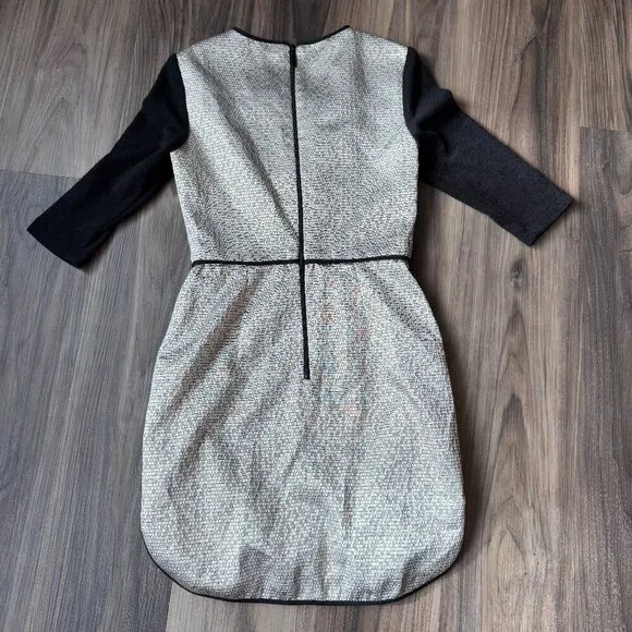 Black Halo Savona Metallic Gold Black Sleeve Mini Dress Size 4