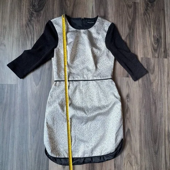 Black Halo Savona Metallic Gold Black Sleeve Mini Dress Size 4