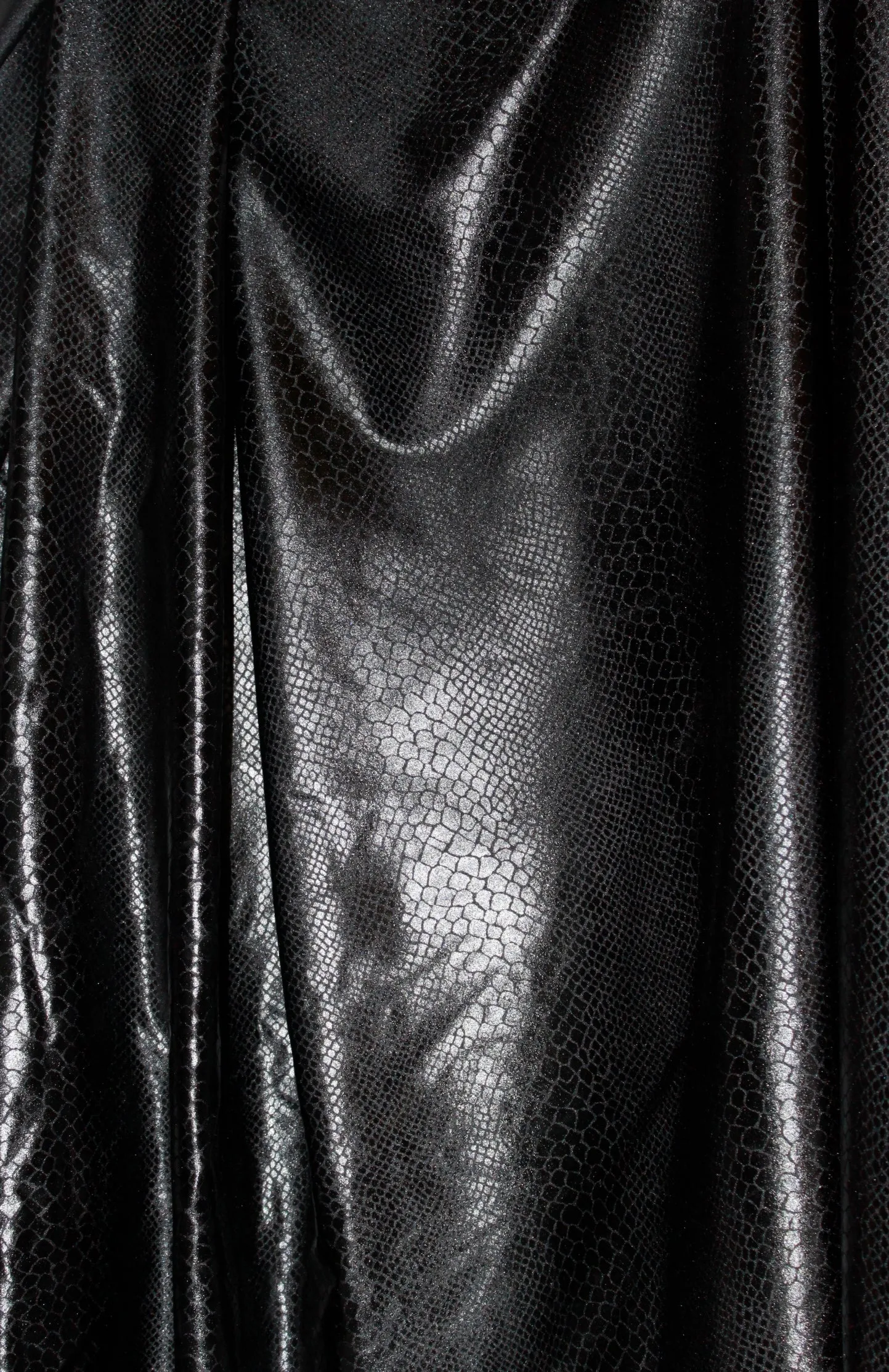 Black Snake Print Metallic Spandex Fabric Sample