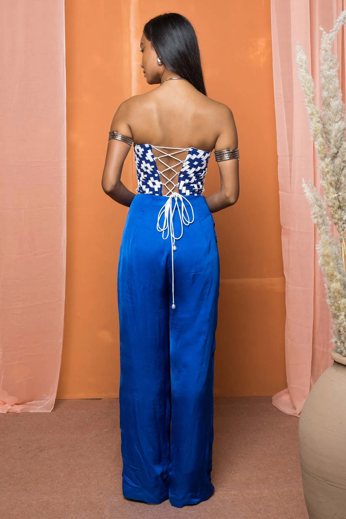 Blue Off Shoulder Corset Bustier