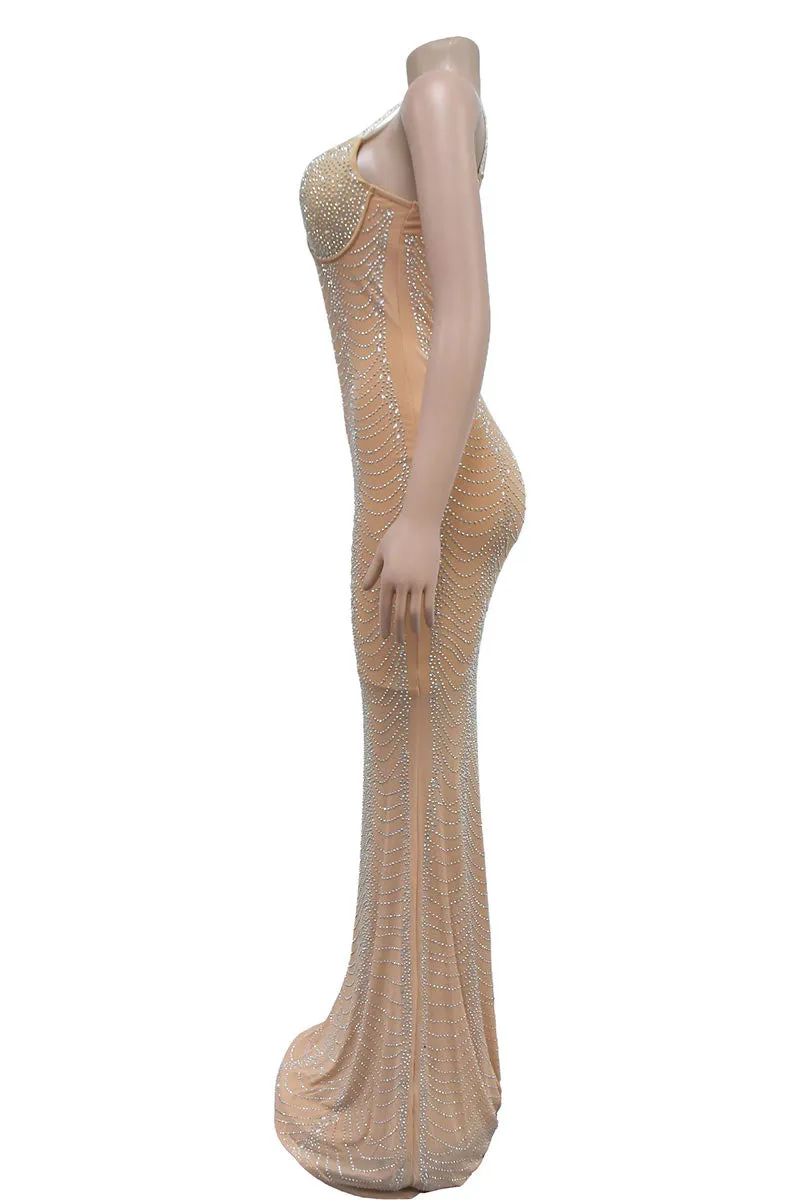BM0381 Rhinestones Maxi Cami Dress